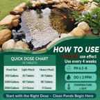 Muck Clear – Natural Pond Sludge Treatment, 500 Tablets For Ponds, Fountains & Bird Baths, Beneficial Bacteria & Enzymes, Chemical-Free & Safe For Fish, Pets & Wildlife
