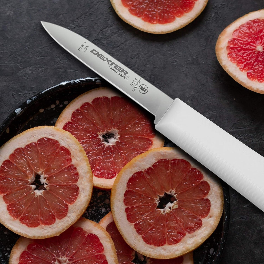 Dexter-Russell Sani-Safe 3-Pack Of 3¼" Paring Knives, Slip-Resistant White Handles, Durable Dexsteel Blades – Ideal For Precise Peeling & Carving Fruits And Vegetables, Nsf Certified