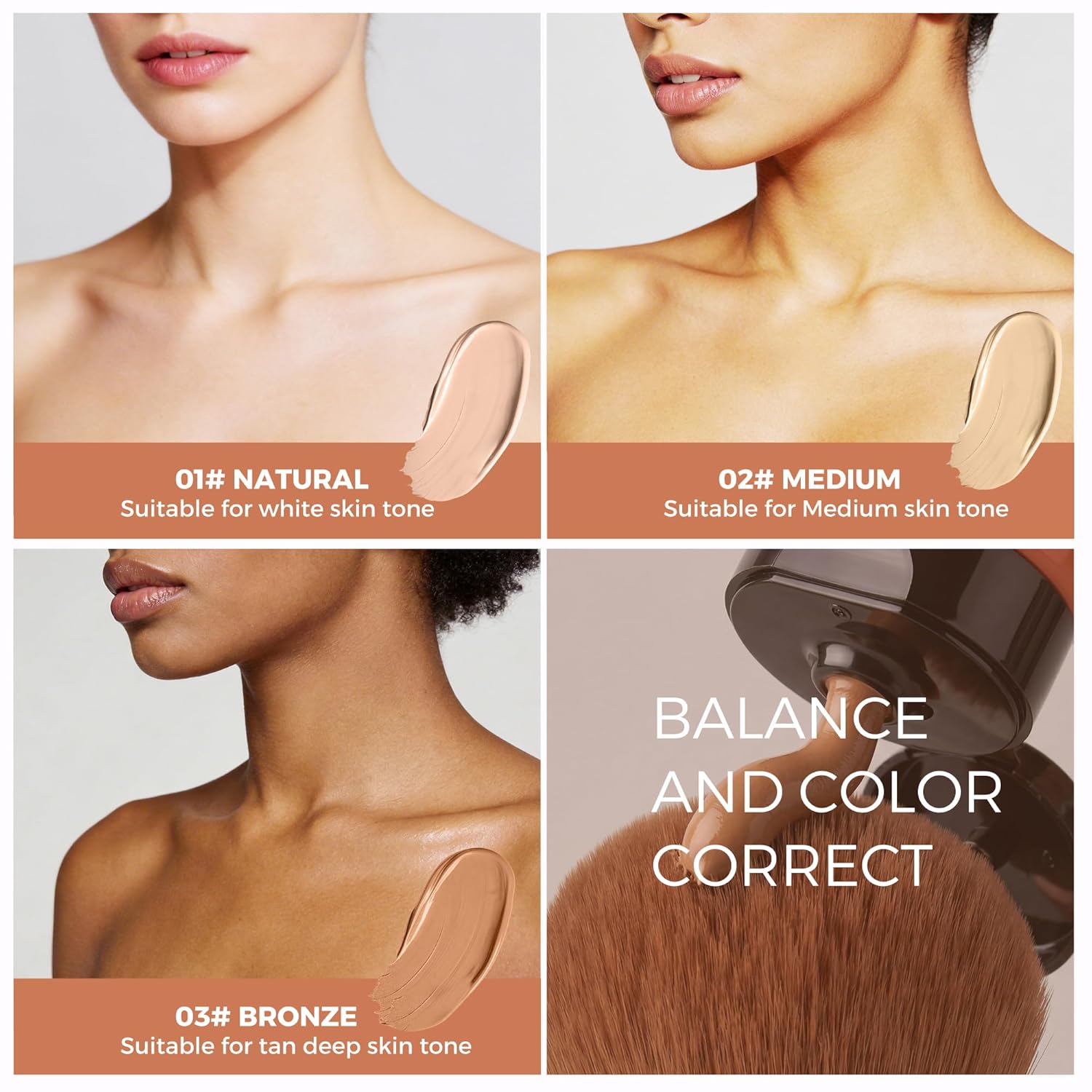 Tattoo Cover Up Makeup Waterproof, Tattoo Concealer with Body Kabuki Brush for Leg Body Make Up, Long Lasting Full Coverage Concealers for Scar Veins Dark Spots Vitiligo, 3.53 Oz Natural Radianc