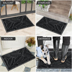 Waterproof Doormat, Sturdy Natural Rubber Front Indoor Mat, Non Slip Low Profile Indoor Outdoor Door Mats, Stain And Fade Resistant Floor Mat, Easy Clean Patio Entrance Mat, 29.5X17, Black