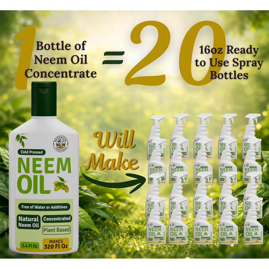 Neem Oil Spray For Plants (Makes 320 Fl Oz)- Pure Cold Pressed Neem Oil | Indoor & Outdoor