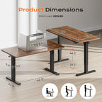 Huuger 55 X 28 Large Electric Standing Desk, Height Adjustable Computer Desk, 27.6" Deep Desktop, Stand Up Gaming Office Desk With 2 Hooks, 3 Preset Heights, For Home Office, Rustic Brown