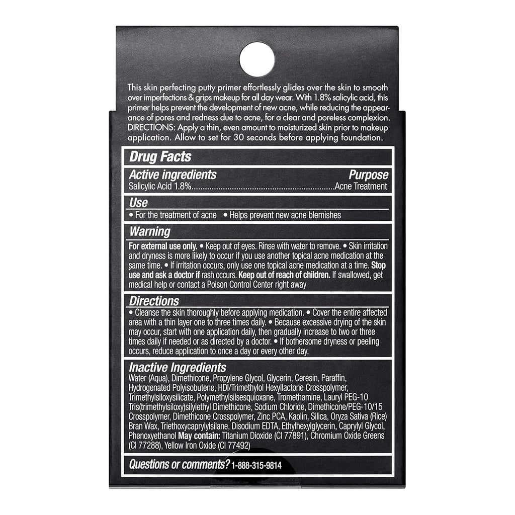 e.l.f. Acne Fighting Putty Primer, Infused with 1.8% Salicylic Acid, Helps Prevents Future Breakouts & Helps Reduce Redness, Minimizes Appearance of Pores, Preps & Primes Skin, 0.74 Oz (21g)