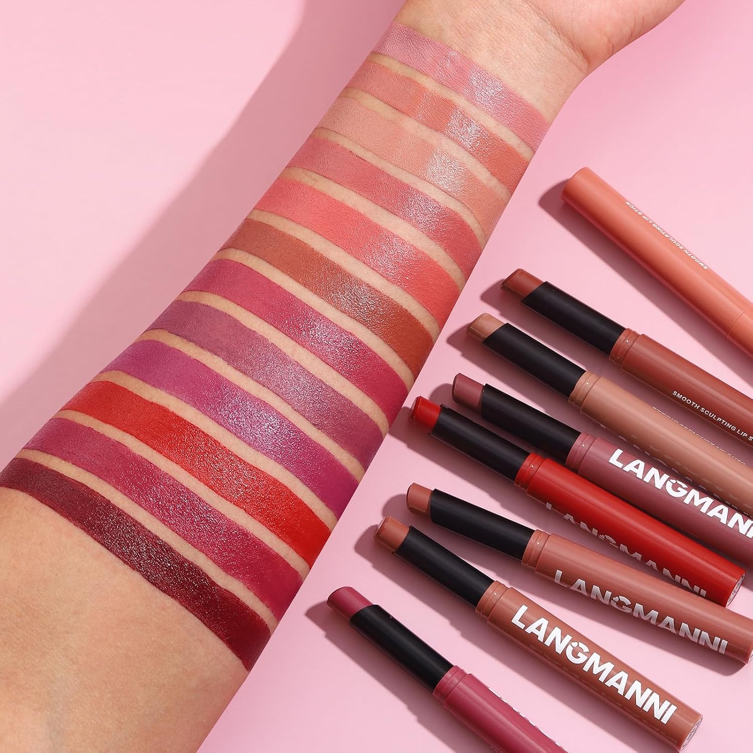 12Pcs Velvet Matte Lipstick Nude Matte Soft Dark Color Stick High Pigmented Long-Lasting Waterproof Lip Stick Lip Balm Beauty Cosmetics Gift for Women(01#-12#)