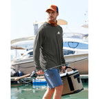 Pudolla Men'S Sun Protection Hoodie Shirts Upf 50+ Long Sleeve Fishing Swim Shirt Lightweight Quick Dry Rash Guard