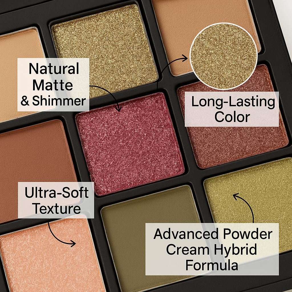 K'Apeine 15Colors Eyeshadow, Coloful Eye Shades Matte Metallic Shimmer Finish Makeup Palette High-Pigment Ultra-Glitter Eyeshadow Makeup With Long-Wearing Formula Makeup Pallet For Women Daily,Parties