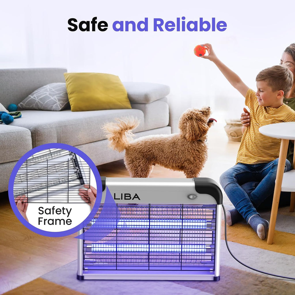 Liba Bug Zapper 2800V Indoor, With 2 Extra Replacement Bulbs | 2800V Grid Kills Flies And Mosquitoes, Removable Washable Tray, Indoor Insect Killer, Easy-To-Clean