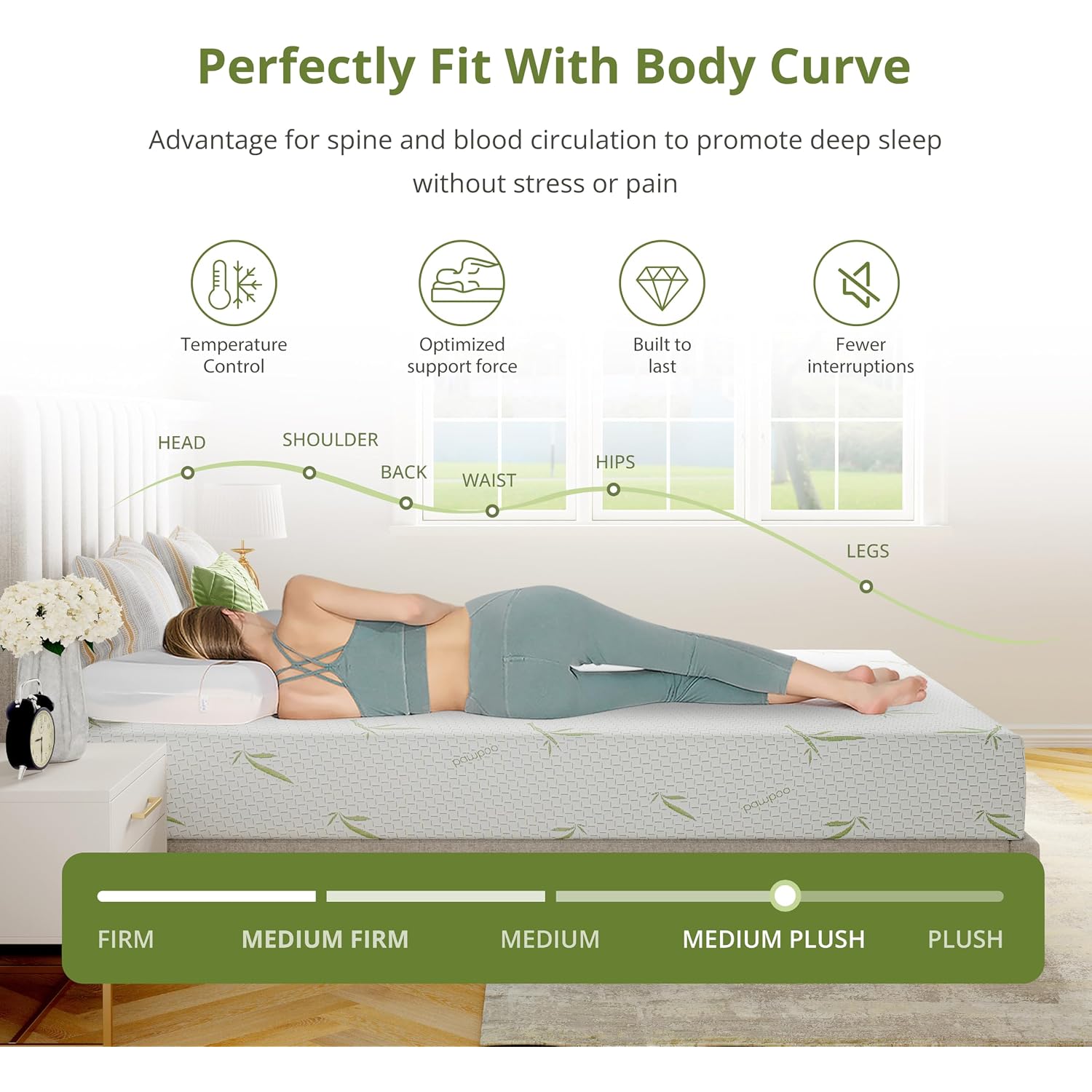 Egohome 8 Inch Twin Mattress, Cooling Green Tea Gel Memory Foam For Pressure Relief, Medium Plush, Fiberglass Free, Bed In A Box, Certipur-Us Certified, Green
