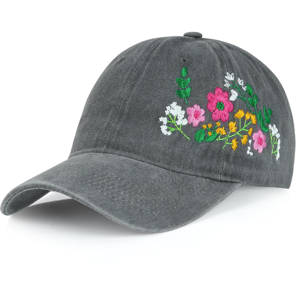 HOVEOX Flower Baseball Cap Embroidered Hat Baseball Cap Women's Hats Trendy Embroided Flower Gift for Woman