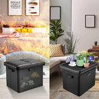 Docsafe Storage Ottoman With Lock,Fireproof Folding Ottoman Foot Rest Stool Storage Chest With Storage Safe For Important Documents,Waterproof 17 Inches Short Ottoman Foot Stool With Handles,Black