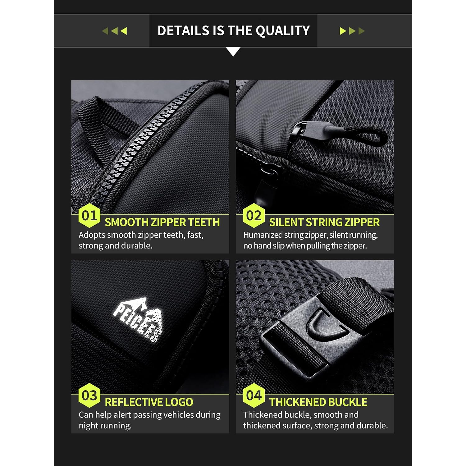 Peicees Mini Crossbody Sling Bag Dual Pocket Water Resistant Running Phone Holder Chest Shoulder Bag For Men Women Travel Gym