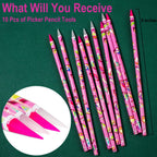 10pcs Nail Dotting Rhinestone Picker Tool, Self-Adhesive Wax Pencil for Rhinestones Nail Charms Gems, Nail Art Tools Diamond Art Accessories,Wax Pen Diamond Painting Tools for Bedazzler Bedazzling Kit