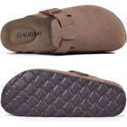Kidmi Unisex Vegan Suede Clogs Leather Mules Womens Mens Cork Footbed Potato Shoes With Arch Support
