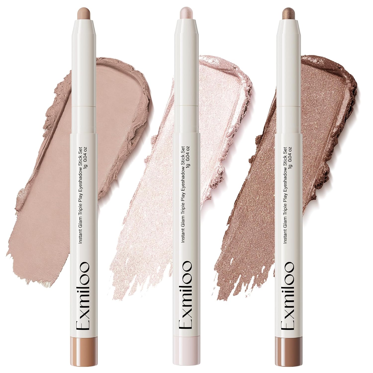 Cream Eyeshadow Stick Set, 3 Neutral Matte & Shimmer Waterproof | 3 Neutral Shades With Matte Beige & Shimmer Finishes, Buildable Color For Full Natural Everyday Eye Looks, Easy To Blend