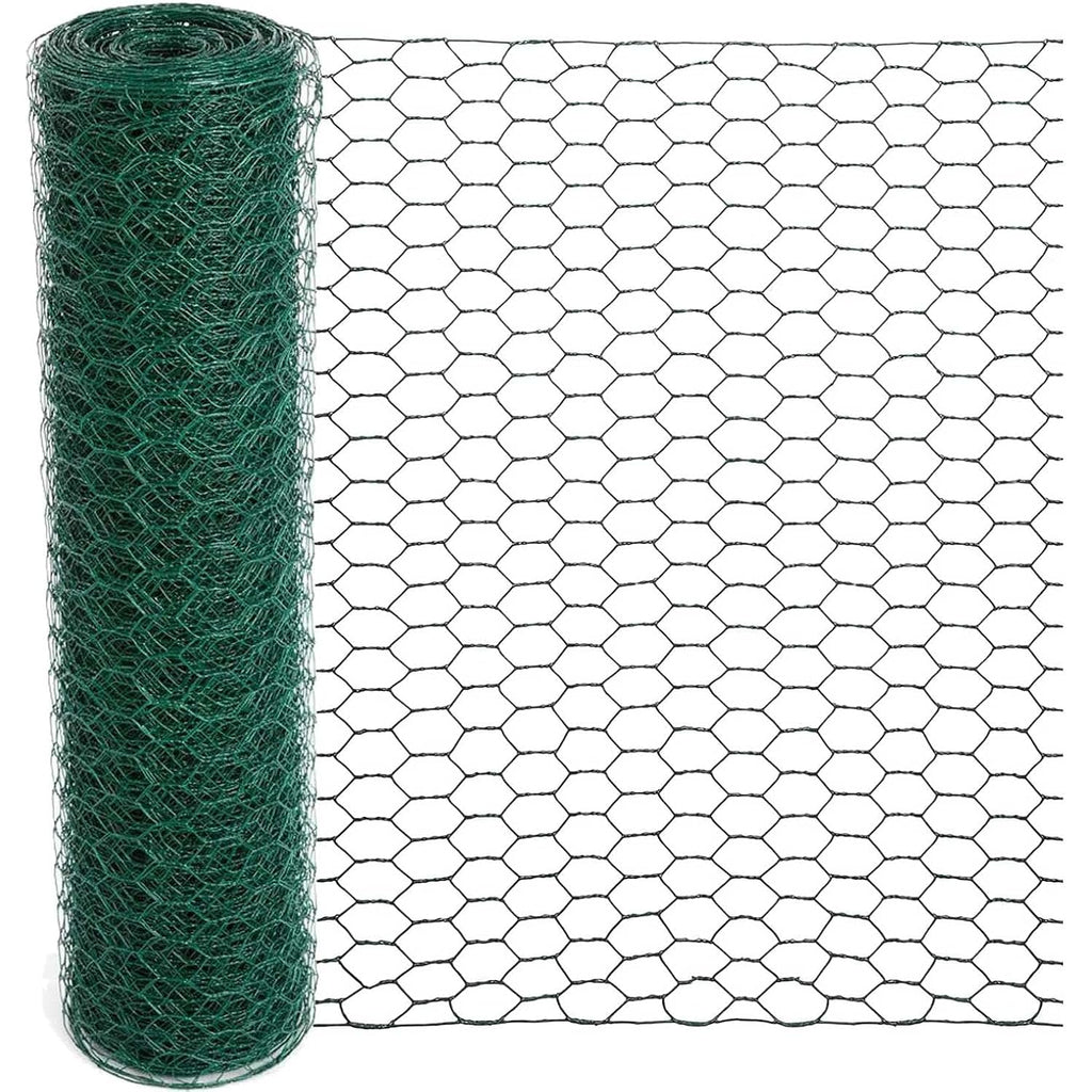 Mklsit Chicken Wire For Floral Arrangements, 15.7 X 157 Inches Green Mesh, 0.6 Inch Hexagonal Galvanized Pvc Coated Netting Fence For Crafts, Poultry, Garden