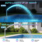 Solar Pool Fountain For Above Ground Pools And Inground Pools | Solar & Usb-C Dual Charging, 9-Color Auto-Sensing Lights, Dual Spray Waterfall, Adjustable Sprinkler For Relaxation