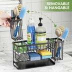 2-Tier Kitchen Sink Caddy Organzier Rack With Dish Brush Sponge Holder | Kitchen Sink Countertop Organization Storage,Home Decor Accessories Essentials Stainless Steel