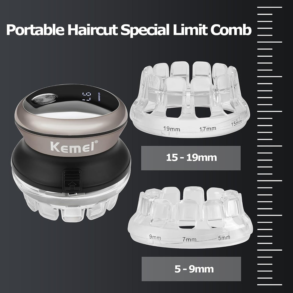 Kemei Professional Hair Clippers For Men, Automatic Circular Hair Trimmer, Cordless Self-Haircut Kit With Led Display, Km-887 Silvery