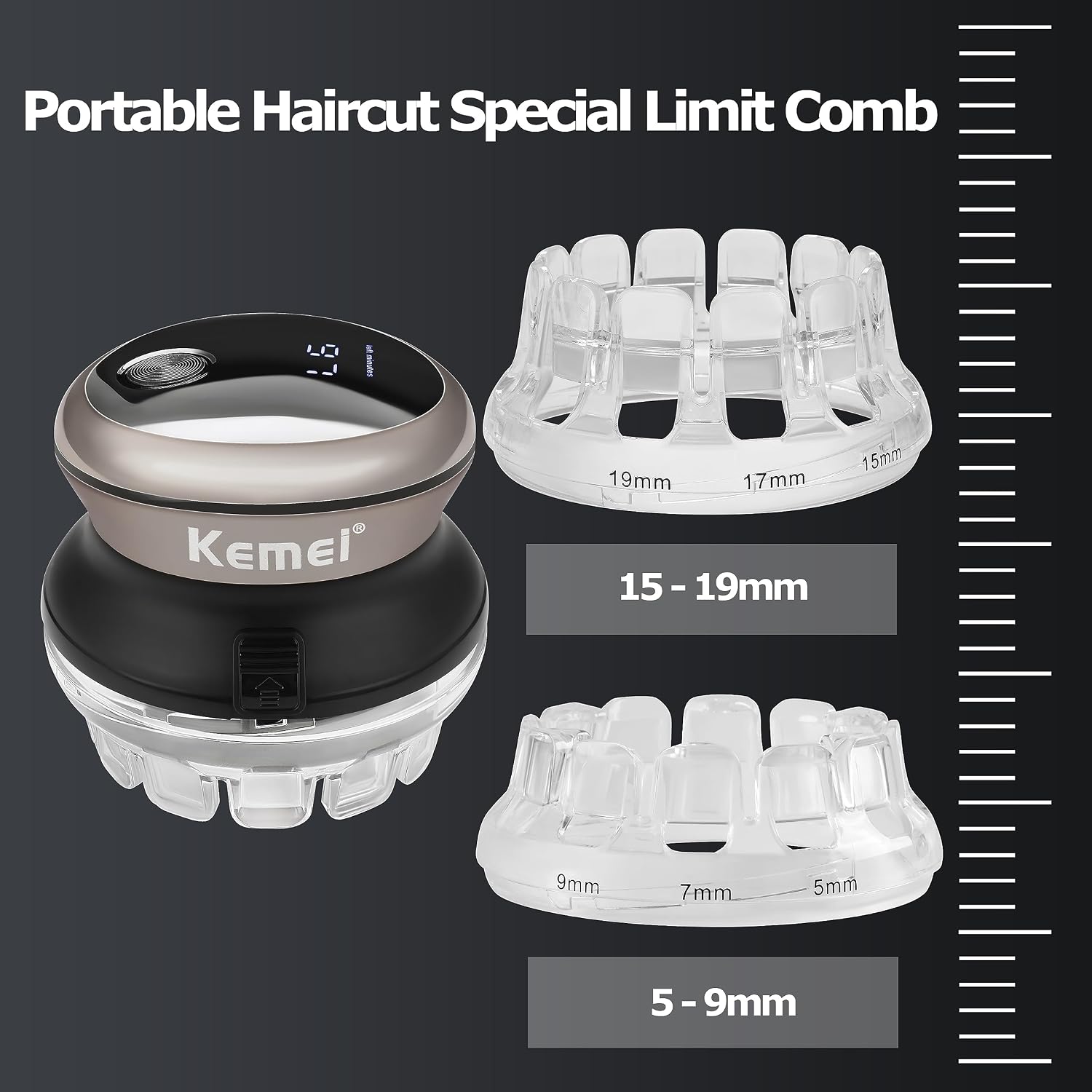 Kemei Professional Hair Clippers For Men, Automatic Circular Hair Trimmer, Cordless Self-Haircut Kit With Led Display, Km-887 Silvery
