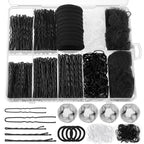 570Pcs Black Bobby Pins For Women, Hair Pins Kit With Hair Nets For Buns, 2 & 2.4Inch U-Shaped Bobby Pins Bulk For Wedding Bridal Styling With Storage Box, French Hair Pin Clips Hair Accessories