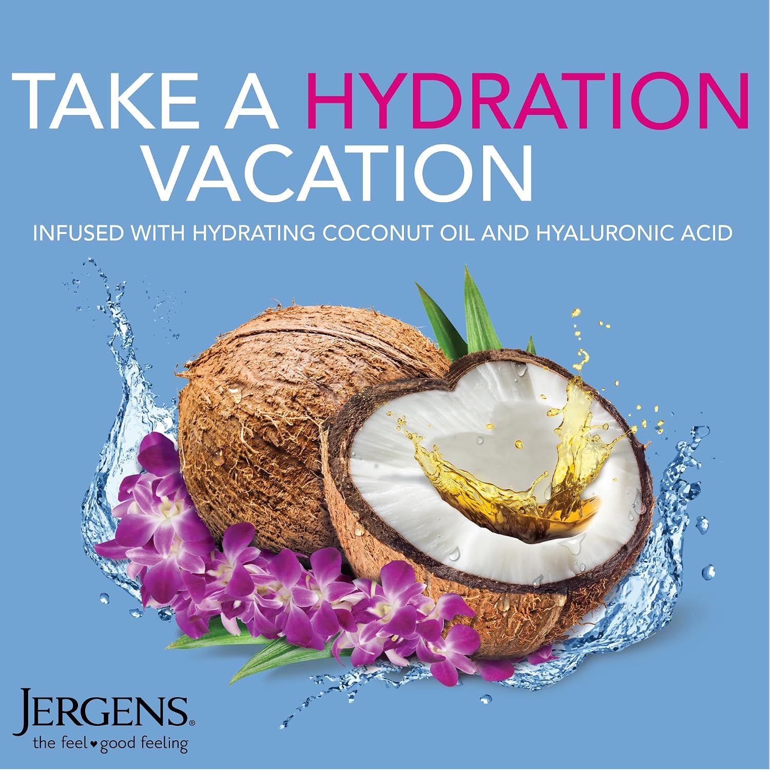 Jergens Wet Skin Body Lotion With Coconut Oil, In Shower Lotion For Dry Skin, Fast-Absorbing, Non-Sticky, Dermatologist Tested, 10 Ounce