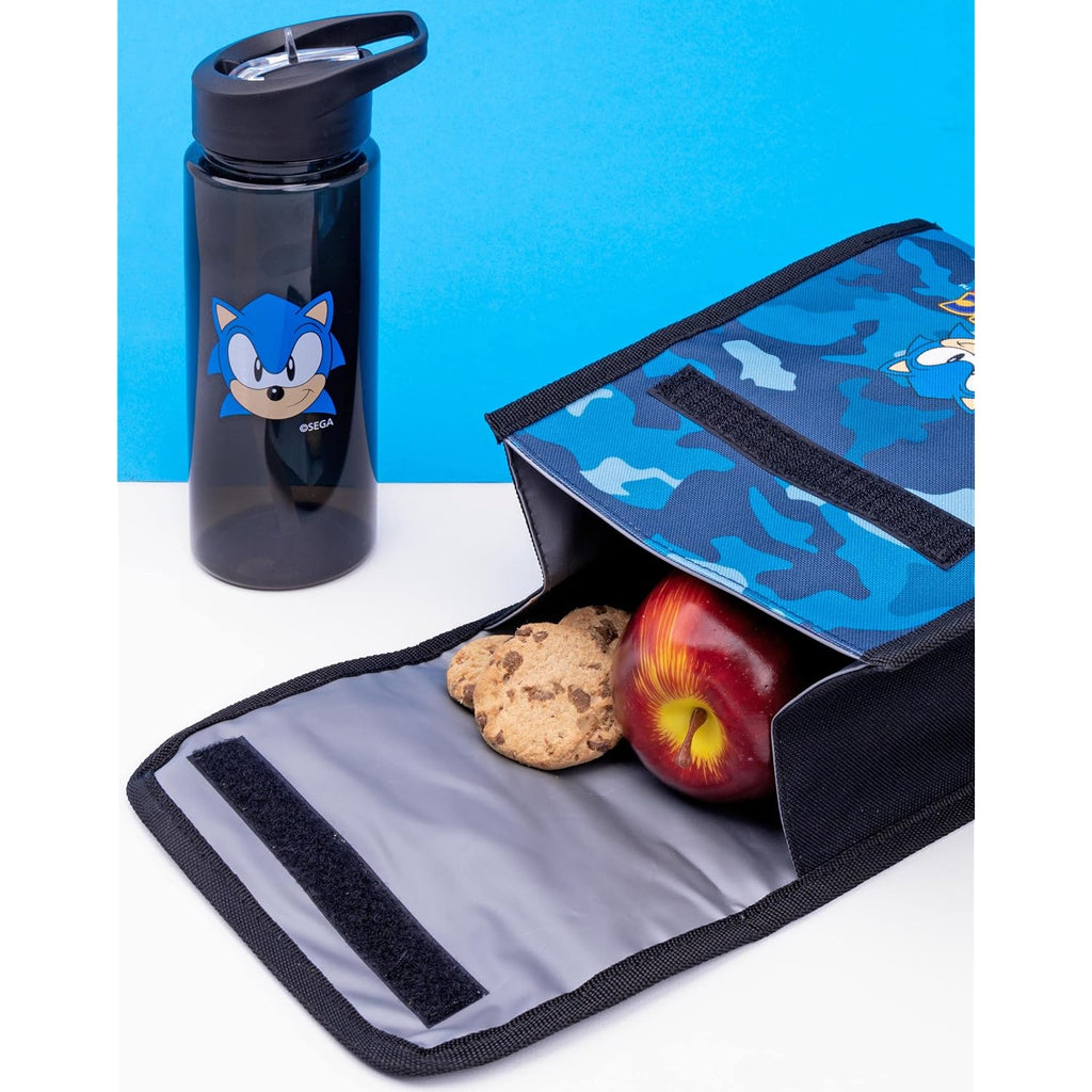 Sonic The Hedgehog Boys Backpack | Kids Navy Camo School Rucksack Pencil Case, Water Bottle | Game Merchandise, Blue, One Size, ['Rucksack']