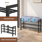 Upgraded 3-Tier Expandable Shoe Rack, Adjustable Shoe Shelf Storage Organizer Heavy Duty Metal Free Standing Shoe Rack For Entryway Closet Doorway (Black)