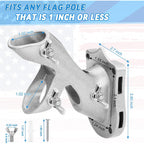 1" Flag Pole Holder For Outside House, Reeron 2-Positions Metal Flagpole Bracket Mounts, Aluminium Rustproof Flag Pole Wall Porch Mounting Brackets With 3 Fixed Holes & Steel Hardwares (Silver-1 Pack)