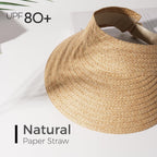 FURTALK Sun Visor Hats for Women Wide Brim Straw Visors Womens Foldable Beach Visors Summer Packable Ponytail Beach Hat