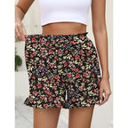 Women's Shorts 2026 Summer Casual Cute Ruffle Shorts Comfy Elastic Waist Drawstring Pleated Short with Pockets