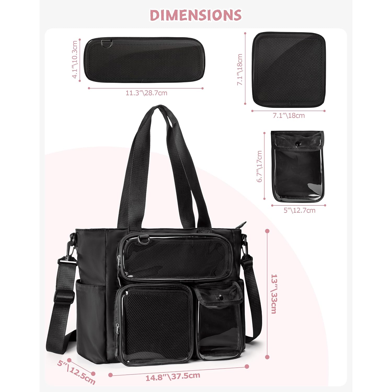 Large Ita Bag With 3 Pockets & 2 Inserts, Kawaii Pin Display Ita Tote Bag For Anime Kpop Fans, Versatile Messenger Bag
