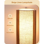 Edishine 13.5" Small Table Lamp, Walnut Wood Cylinder Nightstand Lamp For Bedroom, Beige Linen Shade, Corner Modern Bedside Lamp For Living Room, On-Off Line Switch, E26 Base (Bulb Not Included)