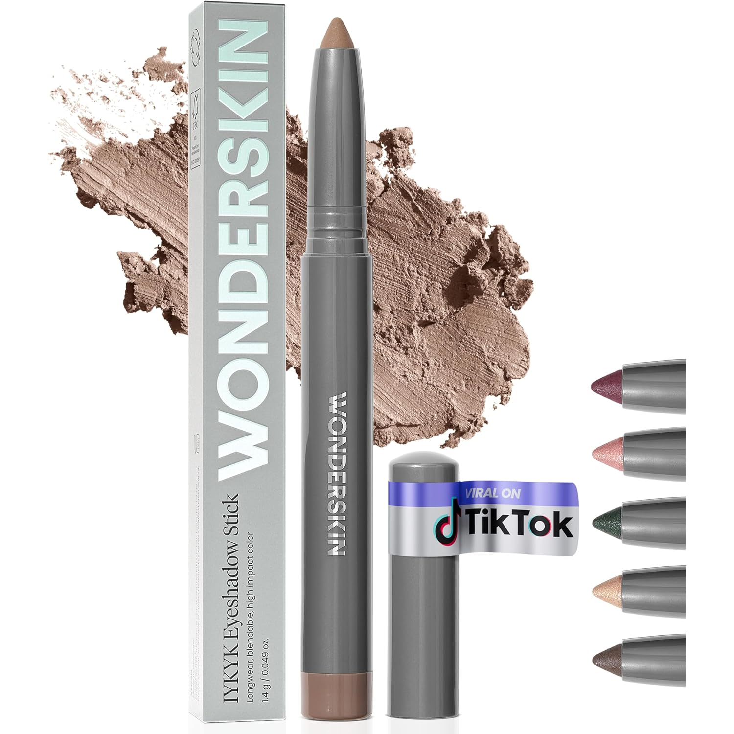 Wonderskin IYKYK Eyeshadow Stick - Longwear Eye Shadow Sticks, Budge-Proof and Waterproof Matte Eyeshadow Stick with Built-in Sharpener (Mink)