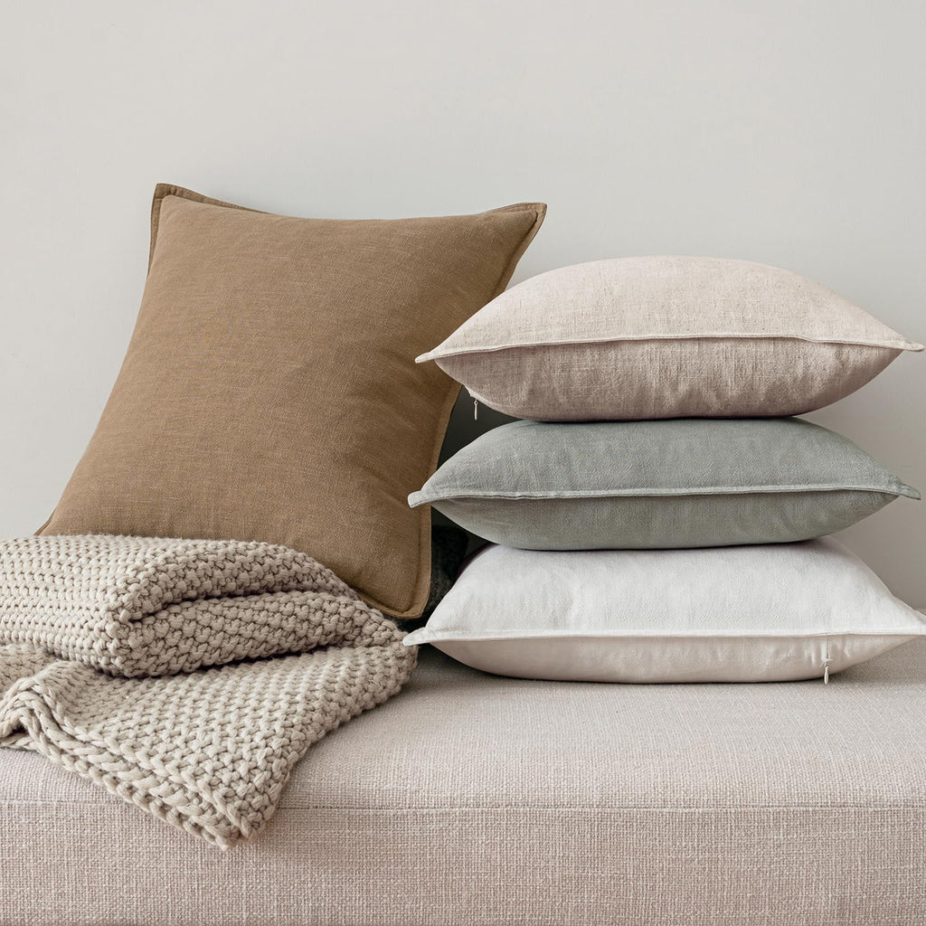 Miulee Neutral Boho Linen Decorative Pillow Covers 18X18 Inch Pack Of 4 | Natural Throw Pillow Covers Soft Farmhouse Couch Pillowcases Modern Home Decors For Living Room Bed Sofa