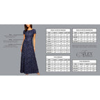 Alex Evenings Womens Long Length A-Line Sequin Lace V-Neck Mother Of The Bride Dress, Formal Event Gown With Short Sleeves