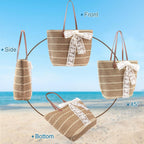 Straw Beach Tote Bag For Women - 2026 Large Handwoven Summer Vacation Purse Zipper For Travel Shopping Essentials