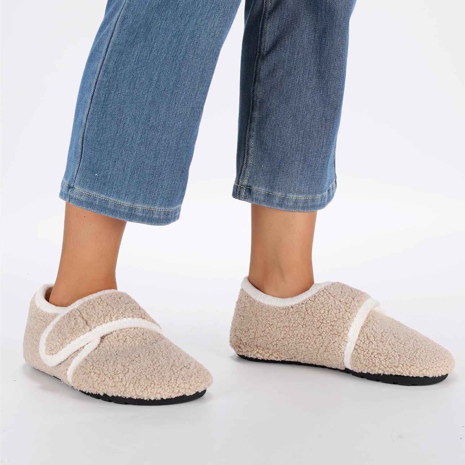 House Slippers for Women Men Slip on Indoor Barefoot Slippers Socks Cozy Fuzzy House Shoes Rubber Sole
