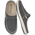 Mens Slippers With Arch Support, Canvas House Slipper For Men With Velvet Lining, Slip On Clog, Indoor Outdoor House Shoes With Anti-Skid Rubber Sole
