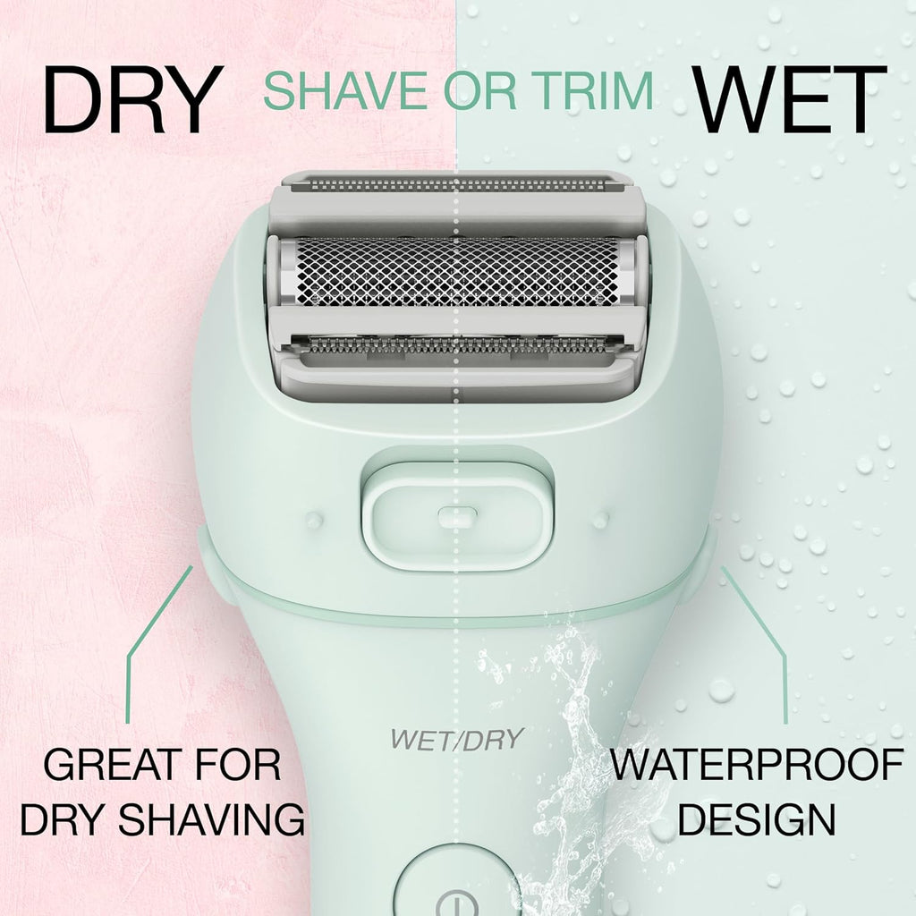 Panasonic Electric Bikini Trimmer, Women's Waterproof, Full-Body Cordless Electric Razors for Women with Bikini Attachments, 3 Hypoallergenic Blades, for Travel, Shower and Everyday Use - ES-AWL6AG