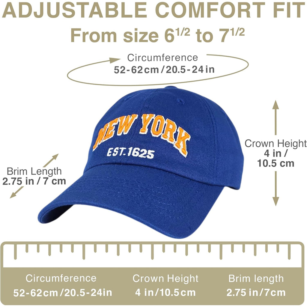 Elidan Ny Dad Hat New York Est.1625 Cotton Cap, Adjust Buckle Strap, Unstructured Low-Profile Ny Baseball Cap For Men & Women