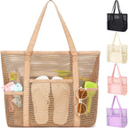 Fammart Mesh Beach Bag For Women, Summer Straw Tote Hobo Pool Bags With Zipper Pocket, Travel Vacation Cruise Essentials 2026