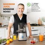 Eurolux Electric Citrus Juicer Stainless Steel | Premium Hands-Free One-Touch Orange Juice Squeezer for Oranges, Lemons, and Limes | Quiet Operation, Easy to Clean, Countertop Small Kitchen Appliance