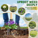 Weed Puller Tool, Stand Up Heavy Duty Weed Remover Tool With Long Handle & 4-Claw Steel Head, Bamboo Garden Hand Weeding Tool - Easily Remove Weeds Without Bending, Pulling,Or Kneeling
