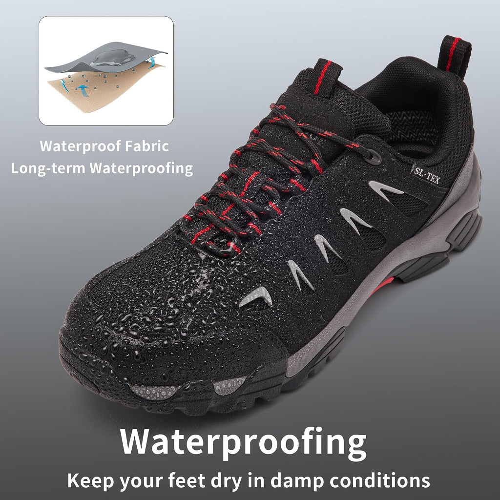 Shulook Men'S Waterproof Hiking Shoes Lightweight Anti Slip Outdoor Ankle Boots Breathable Hike Trekking Trails Shoe