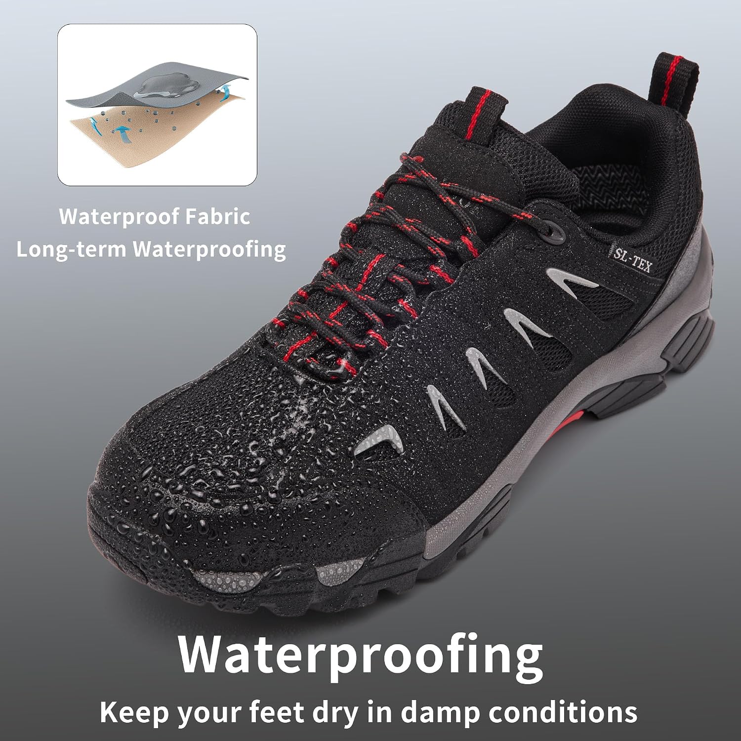 Shulook Men'S Waterproof Hiking Shoes Lightweight Anti Slip Outdoor Ankle Boots Breathable Hike Trekking Trails Shoe