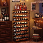 48 Bottle Wine Rack Freestanding Floor With Wood Top,8-Tier Wine Storage Shelf With Serving Station, Wine Holder For Kitchen, Bar, Dining Room, Home Bar Cabinet For Wine Bottles, No Wobble