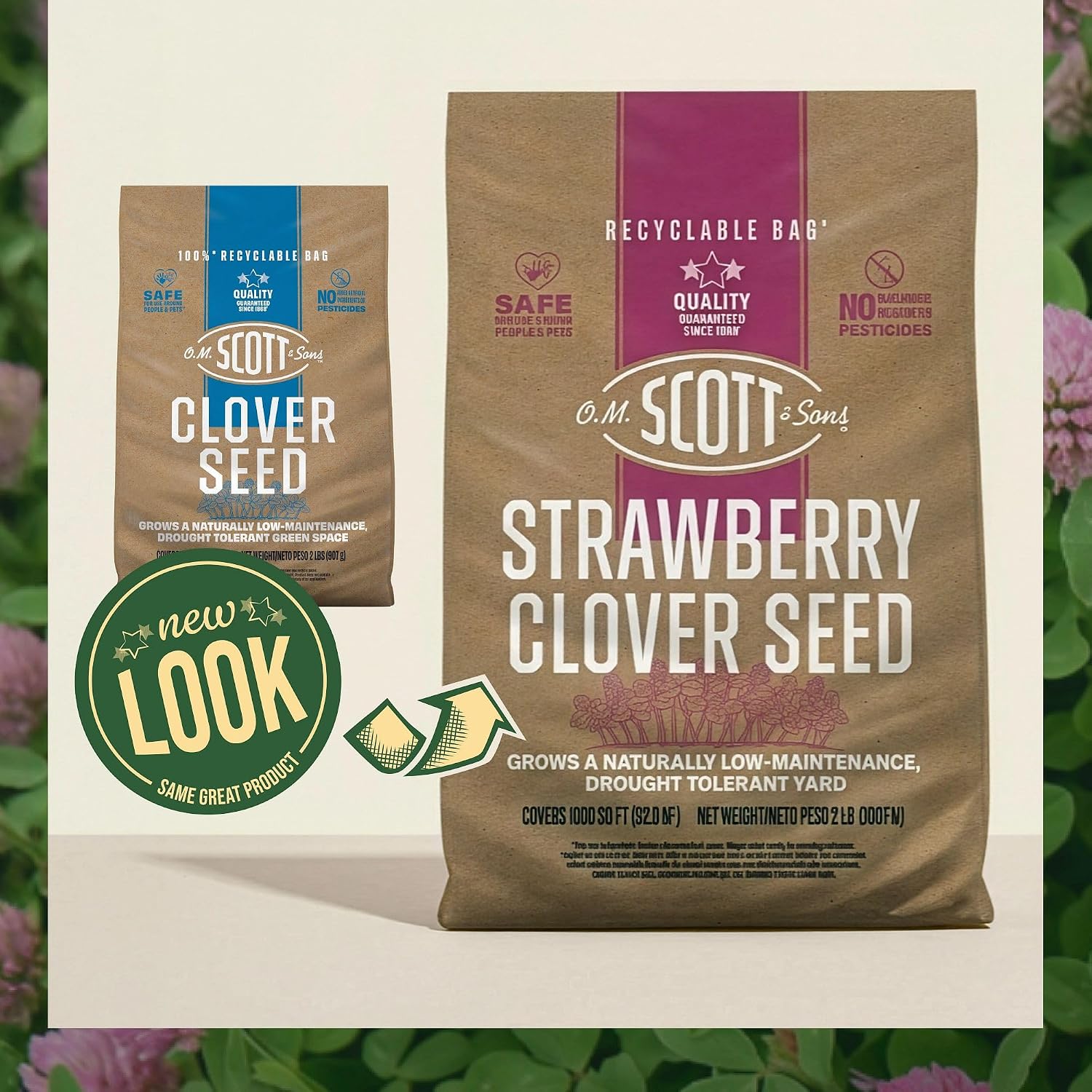 O.M. Scott & Sons Strawberry Clover Seed, 2 Lbs. | Lawn Seed Grows A Naturally Low Maintenance, Drought-Tolerant Lawn, 1,000 Sq. Ft.