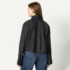 Amazon Essentials Women'S Modern Oversized-Fit Cropped Denim Button-Down Shirt