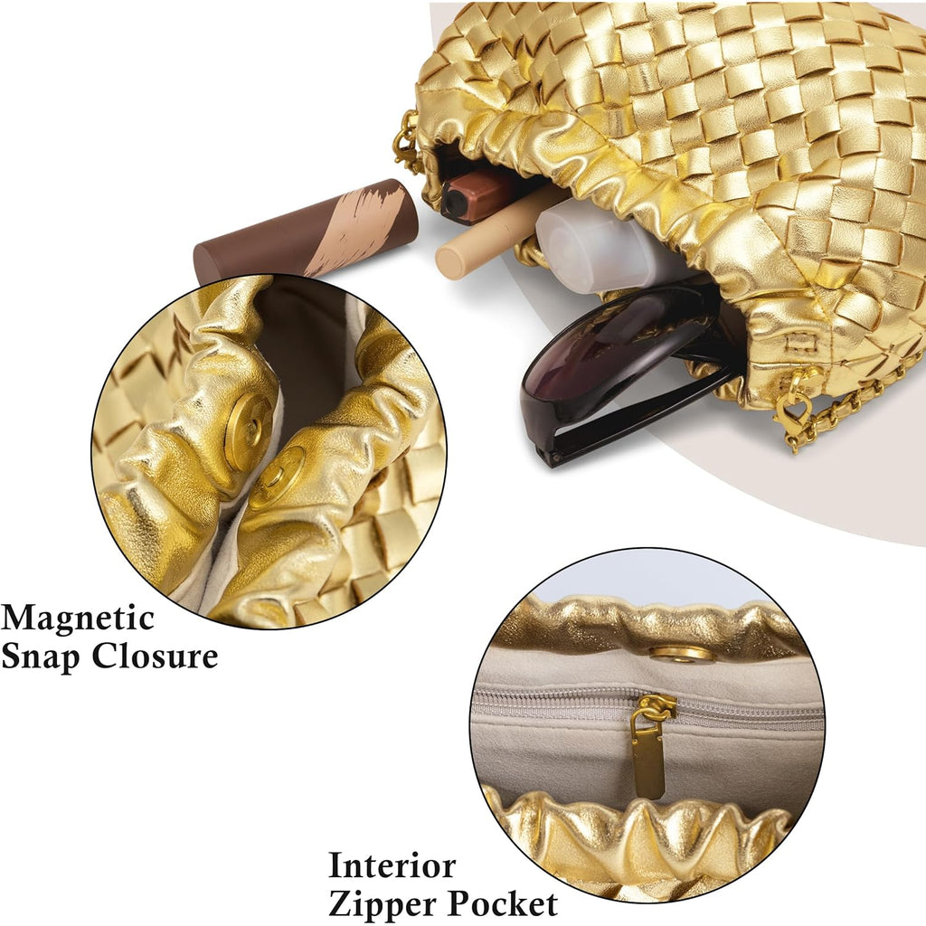 Joryin Woven Women's Crossbody Bag & Evening Purse, Trendy Dumpling Clutch & Hobo Cloud Shoulder Bag Trendy Dumpling Clutch