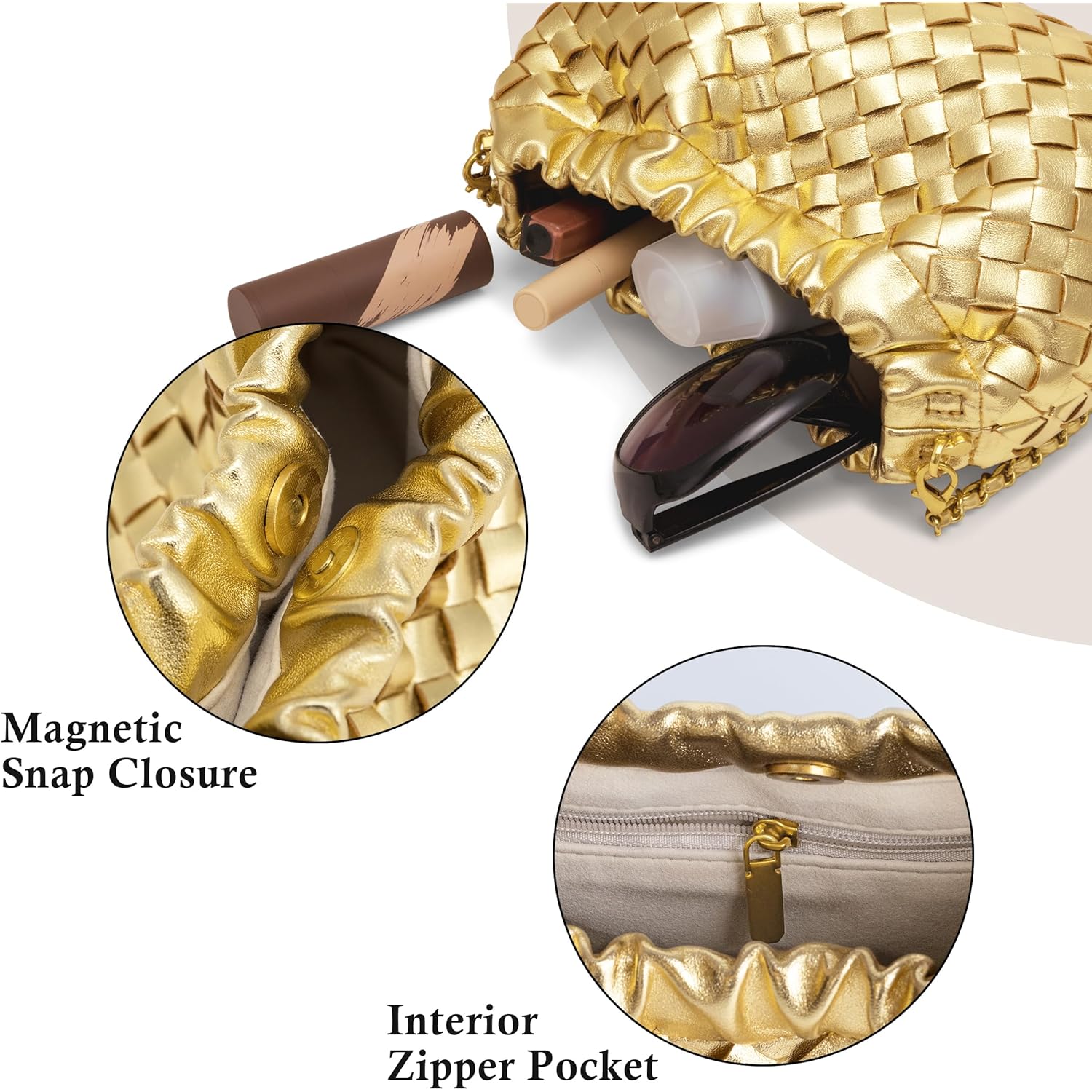 Joryin Woven Women's Crossbody Bag & Evening Purse, Trendy Dumpling Clutch & Hobo Cloud Shoulder Bag Trendy Dumpling Clutch